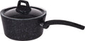 Cookinglife Stielkasserolle / Soßenpfanne mit Deckel - Black Speckle - Aluminium ø 18 cm / 2.2 Liter - Für alle Herdarten geeignet - Standard-Antihaftbeschichtung