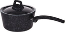 Cookinglife Stielkasserolle / Soßenpfanne mit Deckel - Black Speckle - Aluminium ø 18 cm / 2.2 Liter - Für alle Herdarten geeignet - Standard-Antihaftbeschichtung