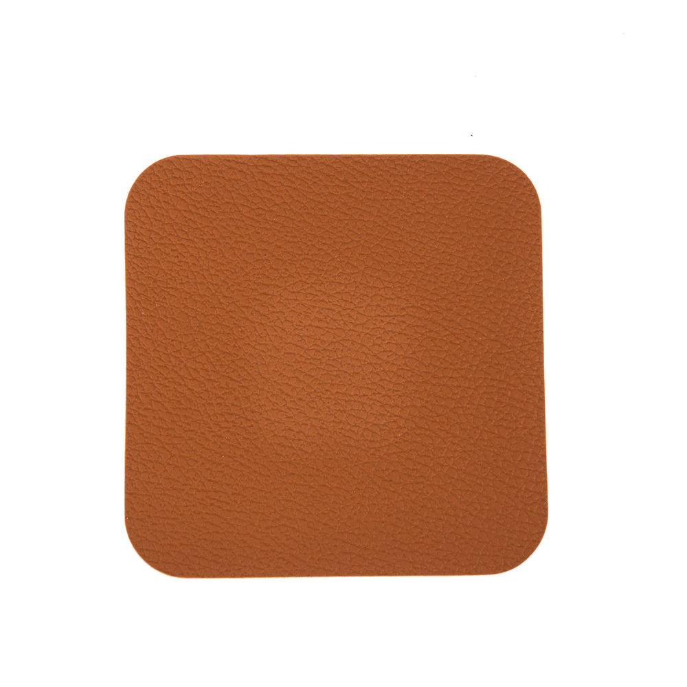 Jay Hill Untersetzer - Vegan Leder - Schwarz / Cognac - beidseitig - 10 x 10 cm - 6 Stück