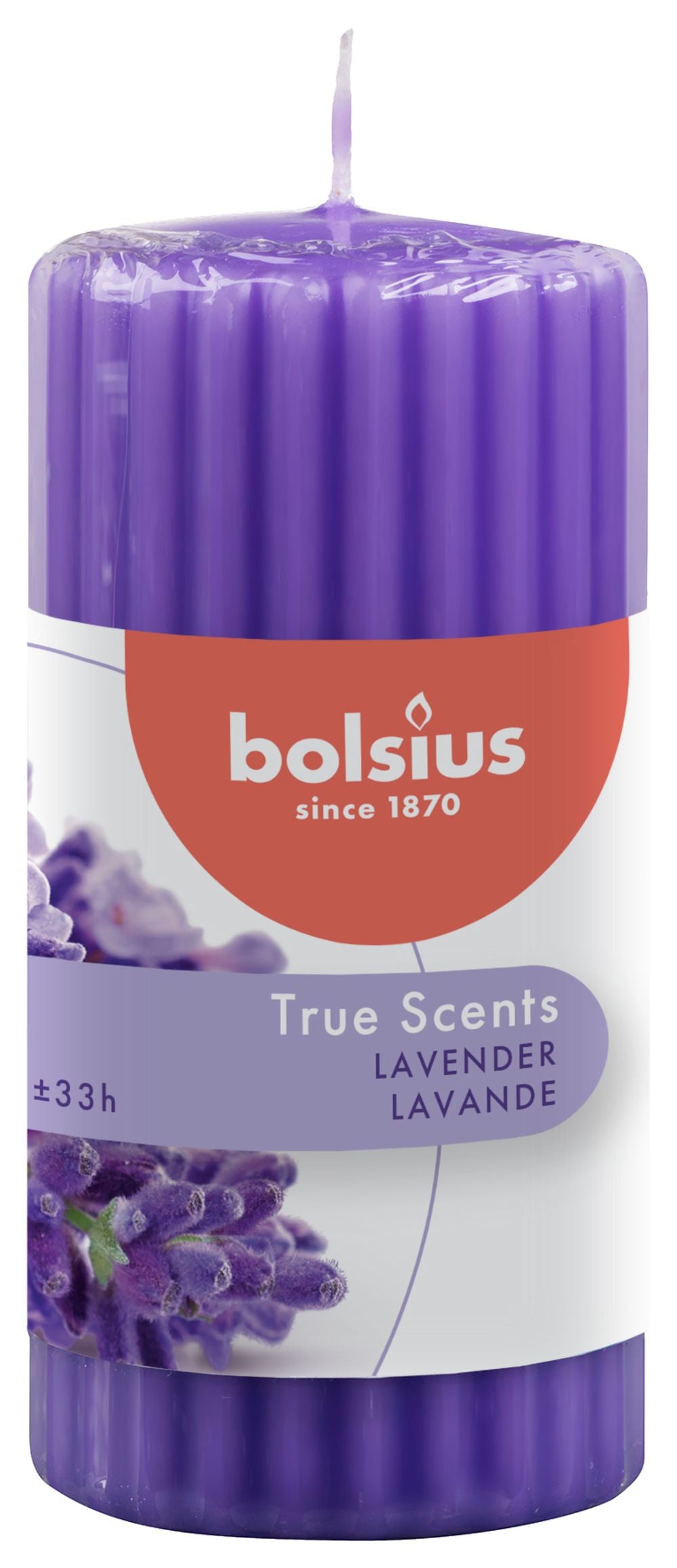 Bolsius Stumpenkerze True Scents Lavendel - 12 cm / ø 6 cm