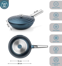 Westinghouse Pfannenset Performance (Wokpfanne + Grillpfanne) ø 28 cm - Blau - Induktion und alle anderen Wärmequellen