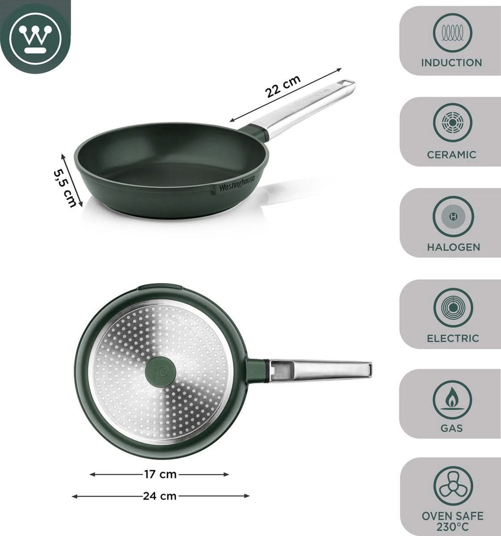 Westinghouse Bratpfannenset Performance ø 24 und 28 cm - Grün - Induktion und alle anderen Wärmequellen