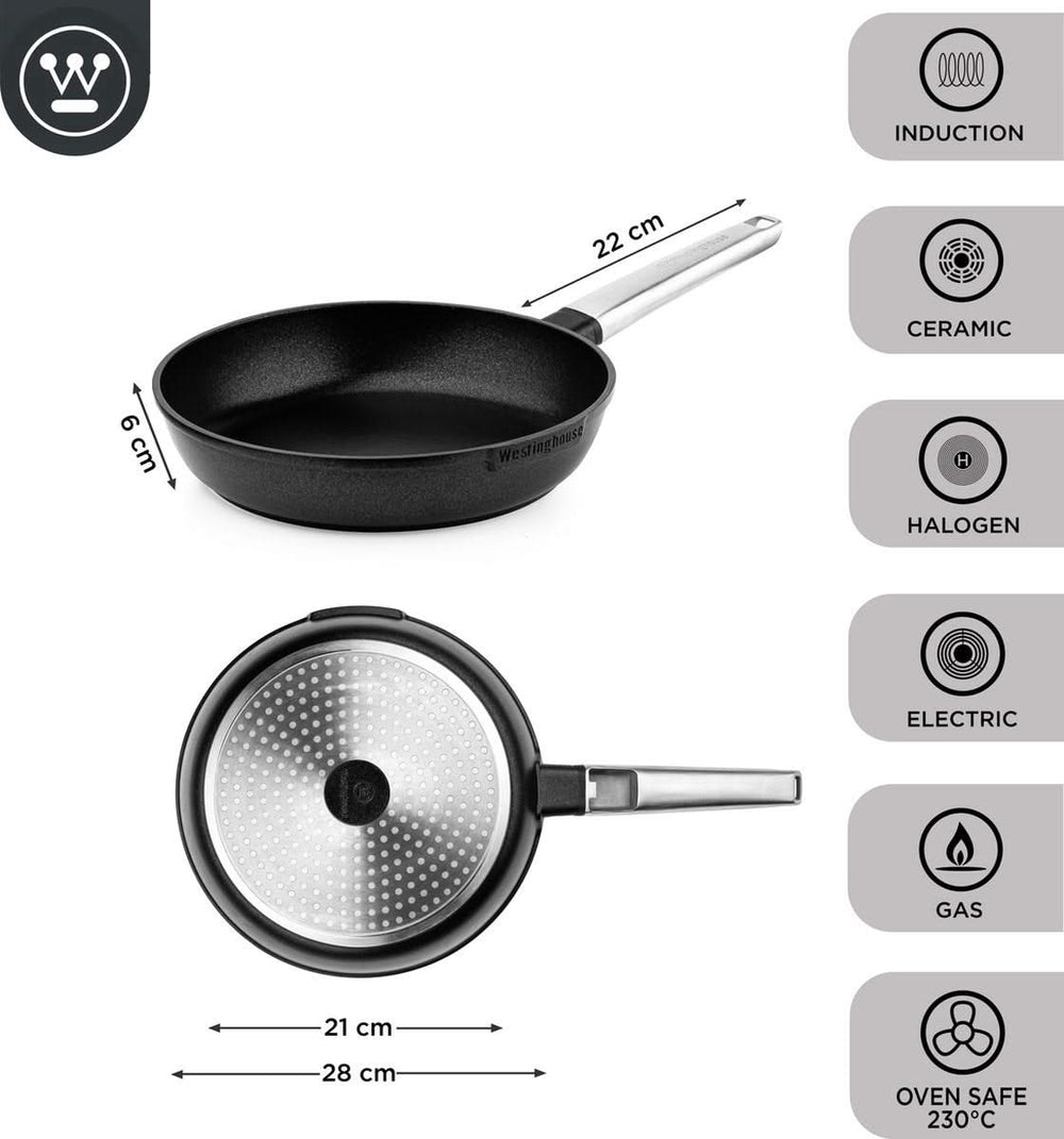 Westinghouse Bratpfannenset Performance ø 24 und 28 cm - Schwarz - Induktion und alle anderen Wärmequellen