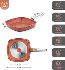 Westinghouse Pfannenset Performance (Wokpfanne + Grillpfanne) ø 28 cm - Rot - Induktion und alle anderen Wärmequellen