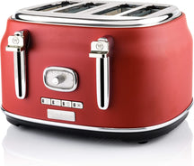 Westinghouse Retro Wasserkocher + Toaster mit 4 Schlitzen + Mixer - Rot