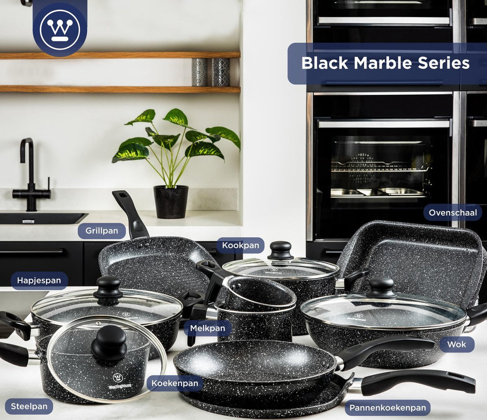 Westinghouse Pfannenset Black Marble (Grillpfanne 28 cm + Wokpfanne ø 30 cm) - Induktion und alle anderen Wärmequellen