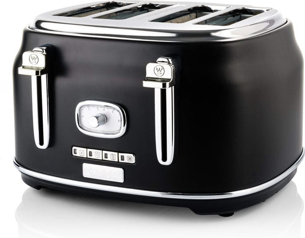 Westinghouse Retro Wasserkocher + Toaster mit 4 Schlitzen + Mixer - Schwarz