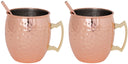 Cosy & Trendy Moscow Mule Cocktailbecher mit Strohhalmen – 450 ml – Gehämmertes Kupfer – 2 Stück