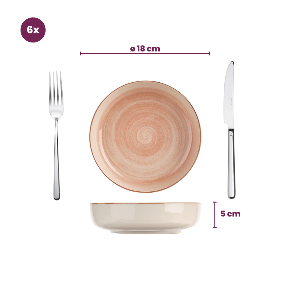 Cosy & Trendy Tiefe Teller Baltic Peach ø 18 cm - 6 Stück
