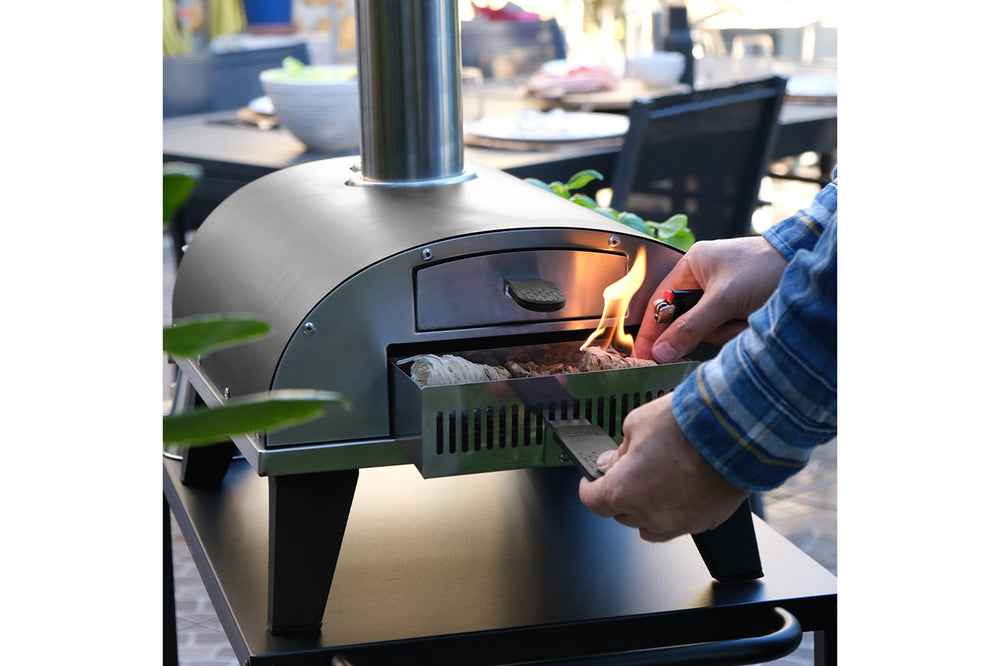 ZiiPa Pizzaofen Piana - Holz befeuert - mit Thermometer - Schiefer - für ø 30 cm Pizzen