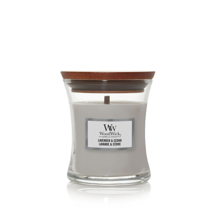 WoodWick Duftkerze Mini Lavendel & Zeder - 8 cm / ø 7 cm