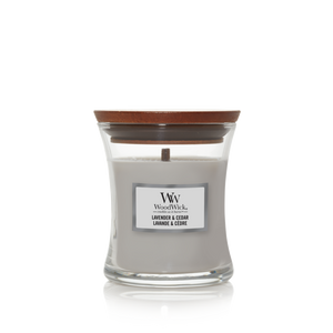 WoodWick Duftkerze Mini Lavendel & Zeder - 8 cm / ø 7 cm