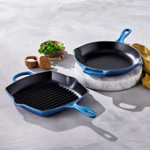 Le Creuset Grillpfanne Signature Azure 26 x 26 cm - Emaillierte Antihaftbeschichtung