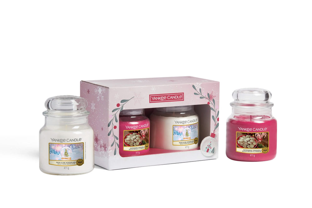 Yankee Candle Geschenkset Duftkerze Medium Schneekugel Wunderland - 2 Stück