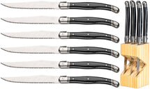 Sareva Laguiole Steakmesser-Set - Schwarz - 6 Stücke