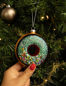 Nordic Light Weihnachtskugel Donut Braun/Blau 10 cm