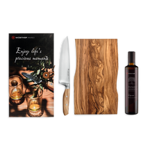 Wusthof Geschenkeset Amici - Kochmesser, Schneidebrett & Olivenöl