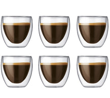 Bodum Doppelwandige Espressogläser Pavina - Patentiertes Ventil - 80 ml - 6 Stück