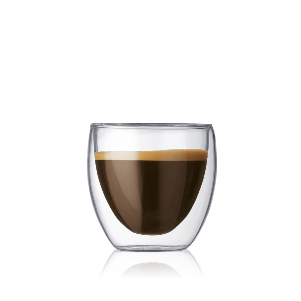 Bodum Doppelwandige Espressogläser Pavina - Patentiertes Ventil - 80 ml - 6 Stück