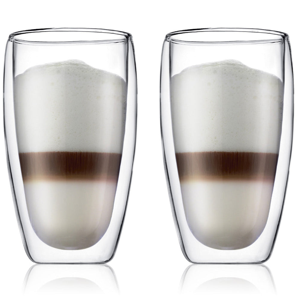 Bodum Doppeltwandige Latte Macchiato Gläser Pavina - Patentiertes Ventil - 450 ml - 2 Stück