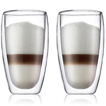 Bodum Doppeltwandige Latte Macchiato Gläser Pavina - Patentiertes Ventil - 450 ml - 2 Stück