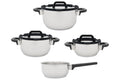 Cookinglife Kochtopf-Set Stay Cool - RVS - Kookpan Ø 16, 20, 24 cm & Steelpan Ø 16 cm + Deksels - 7 delig