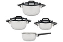 Cookinglife Kochtopf-Set Stay Cool - RVS - Kookpan Ø 16, 20, 24 cm & Steelpan Ø 16 cm + Deksels - 7 delig