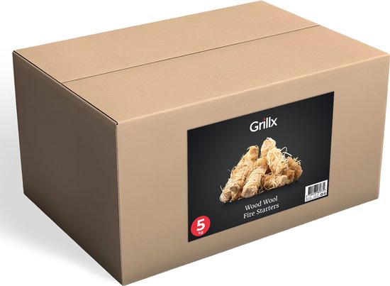 GrillX BBQ Anzündwolle - Anzündholz - Anzündwürfel - 5 KG