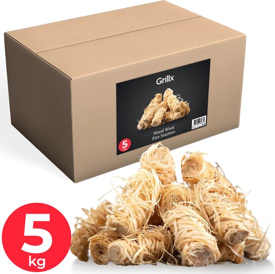 GrillX BBQ Anzündwolle - Anzündholz - Anzündwürfel - 5 KG