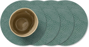 LIND DNA Untersetzer Hippo - Leder - Pastellgrün - ø 10 cm - 4 Stück