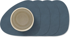 LIND DNA Untersetzer Nupo - Leder - Dunkelblau - 13 x 11 cm - 4 Stück