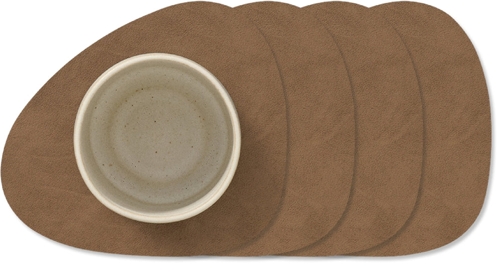 LIND DNA Untersetzer Nupo - Leder - Braun - 13 x 11 cm - 4 Stück