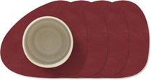 LIND DNA Untersetzer Nupo - Leder - Rot - 13 x 11 cm - 4 Stück