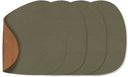 LIND DNA Untersetzer Nupo - Leder - Army Green / Natur - doppelseitig - 13 x 11 cm - 4 Stück