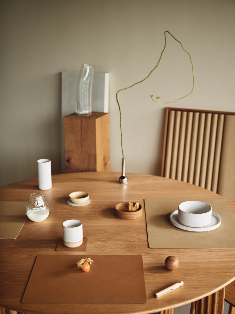 LIND DNA Tischsets Nupo - Leder - Natur - 45 x 35 cm - 2 Stück