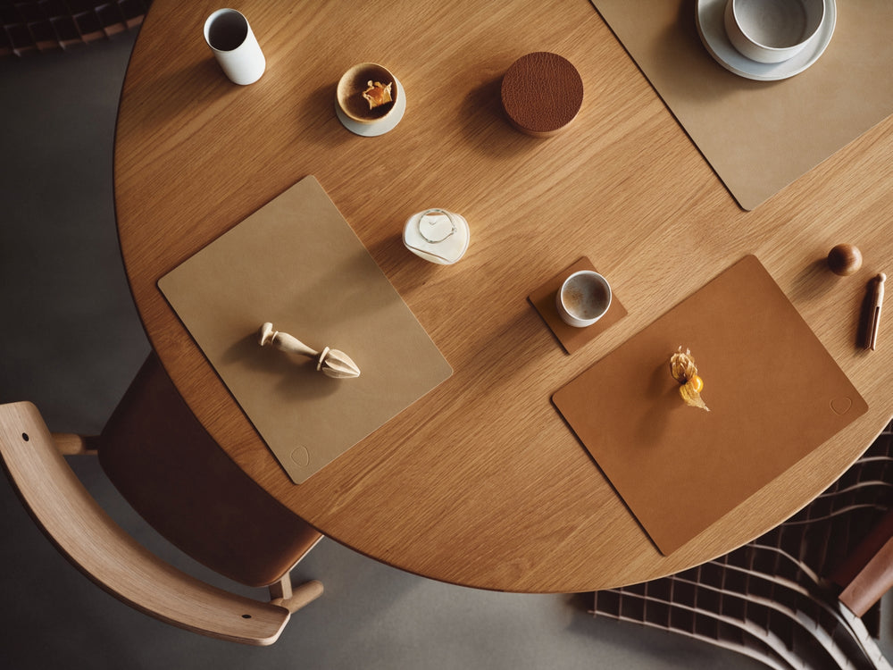 LIND DNA Tischsets Nupo - Leder - Natur - 45 x 35 cm - 2 Stück