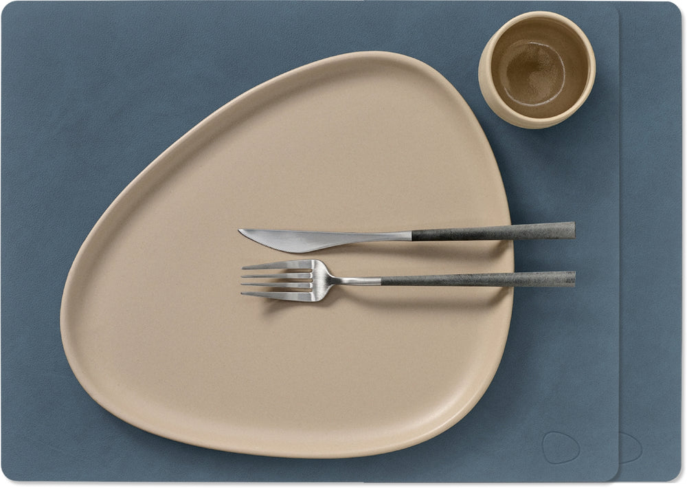 LIND DNA Tischsets Nupo - Leder - Dunkelblau - 45 x 35 cm - 2 Stück