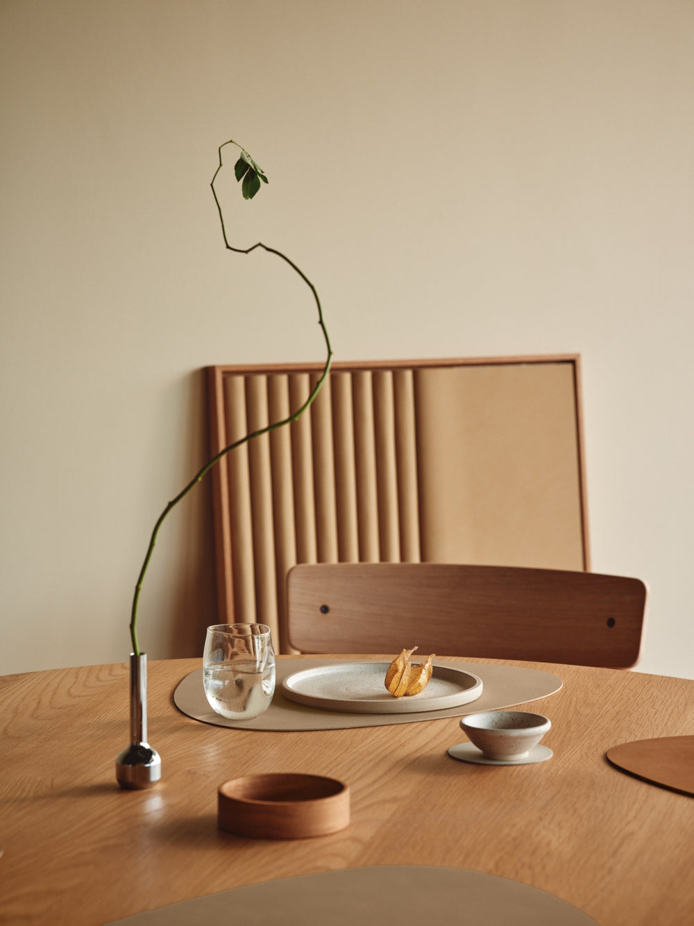 LIND DNA Untersetzer Nupo - Leder - Khaki - 13 x 11 cm - 4 Stück