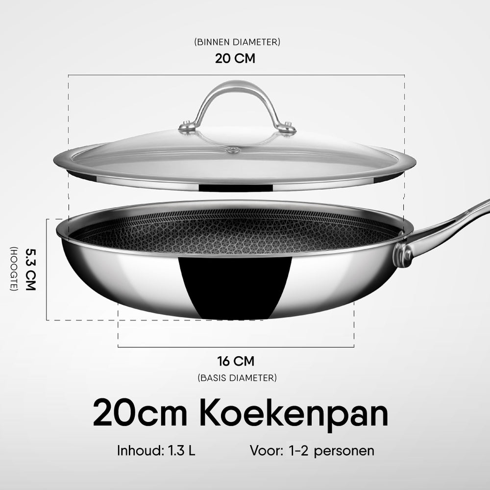 Stahl Cookware Bratpfanne Hybrid 20 cm – inklusive Deckel