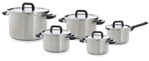 BK Pfannenset Flow Cool 5-teilig - Edelstahl - Kochtöpfe ø 16, 18, 20, 24 cm & Stieltopf ø 16 cm