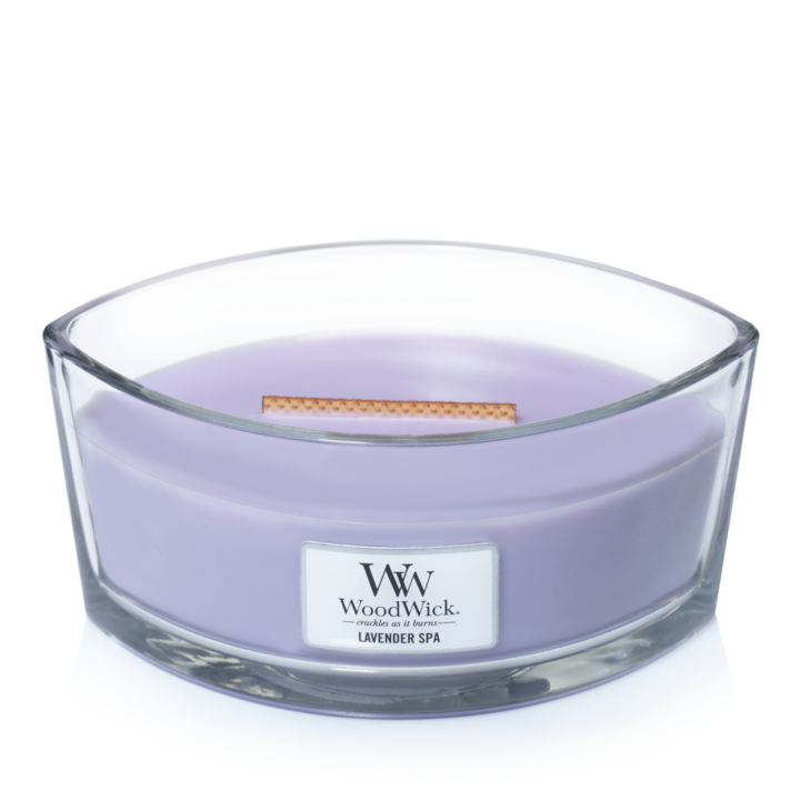 WoodWick Duftkerze Ellipse Lavendel Spa - 9 cm / 19 cm