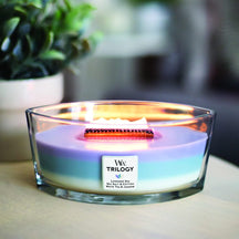 WoodWick Duftkerze Medium Trilogy Calming Retreat - 11 cm / ø 10 cm