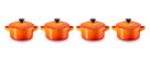 Le Creuset Servierpfanne / Mini-Bratpfanne - 4 Stück - Signature - Orangerot - ø 10 cm / 250 ml