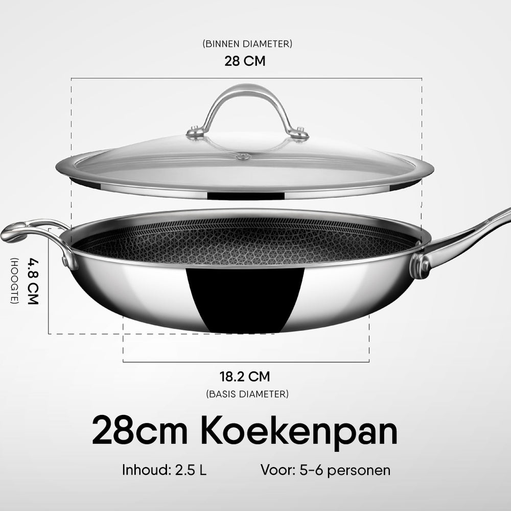 Stahl Cookware Bratpfanne Hybrid 28 cm – inklusive Deckel