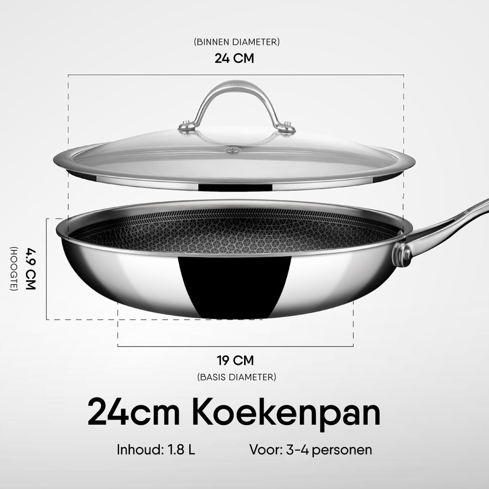 Stahl Cookware Bratpfanne Hybrid 24 cm – inklusive Deckel