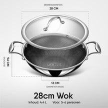 Stahl Cookware Hybrid Wok-Pfanne – 28 cm – inklusive Deckel