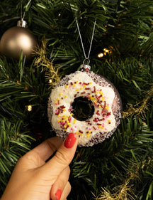 Nordic Light Weihnachtskugel Donut Weiß/Braun 10 cm