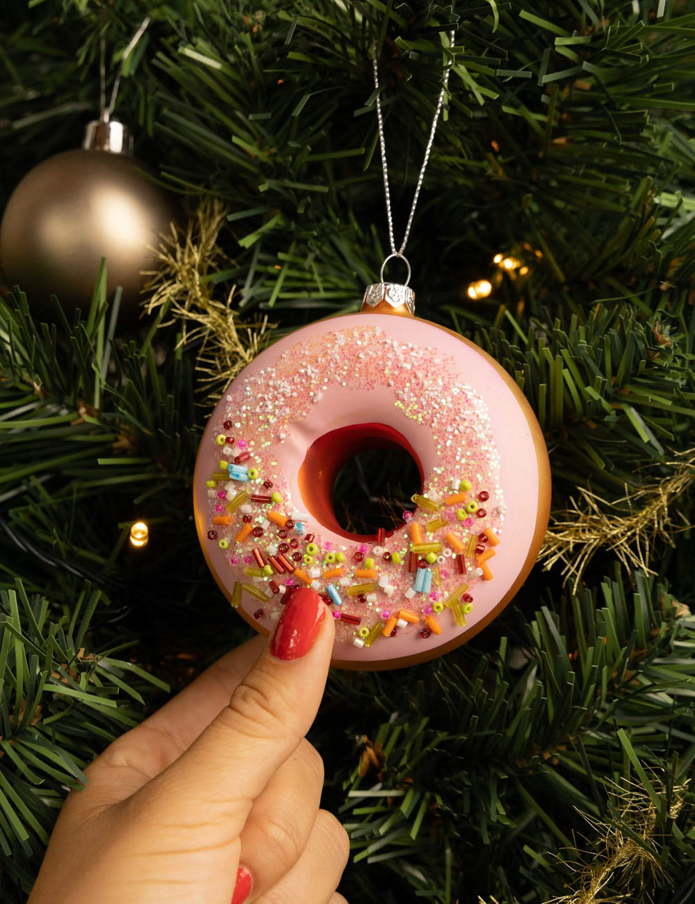 Nordic Light Weihnachtskugel Donut Rosa 10 cm