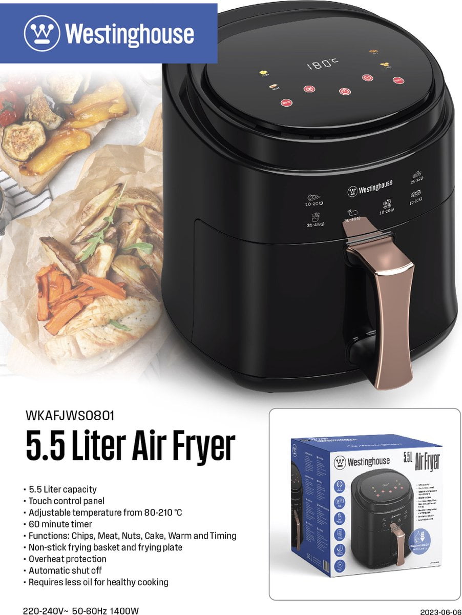 Westinghouse Airfryer - 1400 W - Schwarz - 5,5 Liter