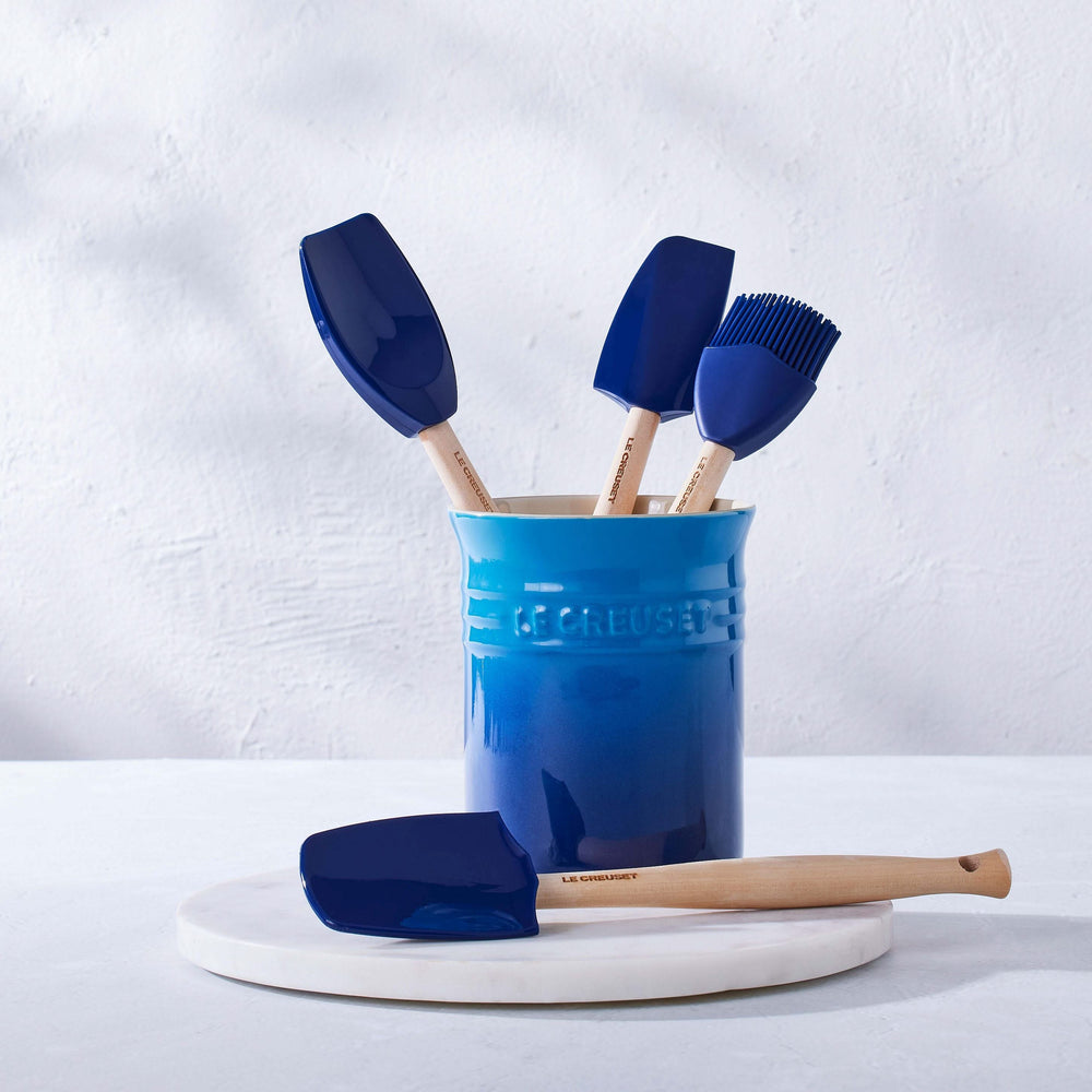 Le Creuset Spatelsatz - mit Spatelpot - Premium - Azure - 5-teilig